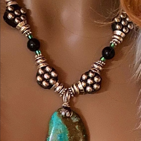 Huge Turquoise Pendant 19” OOAK STATEMENT NECKLACE - Picture 3 of 8